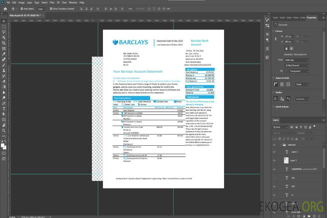 Royaume-Uni Compte Barclays st version 1 template